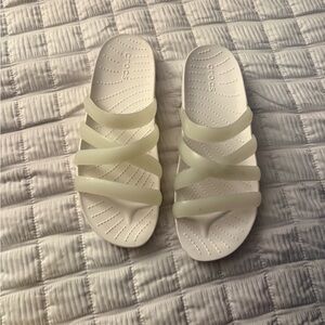 CROCS White Strappy Slides